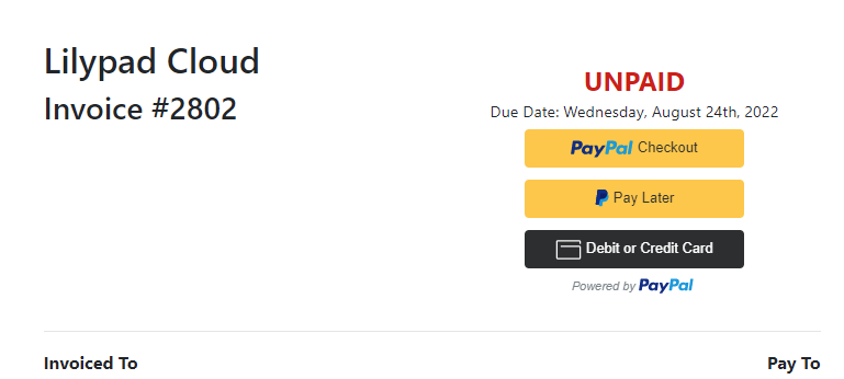 Example Invoice Payment Buttons
